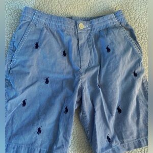 Polo blue shorts size 7 with logo motif excellent condition